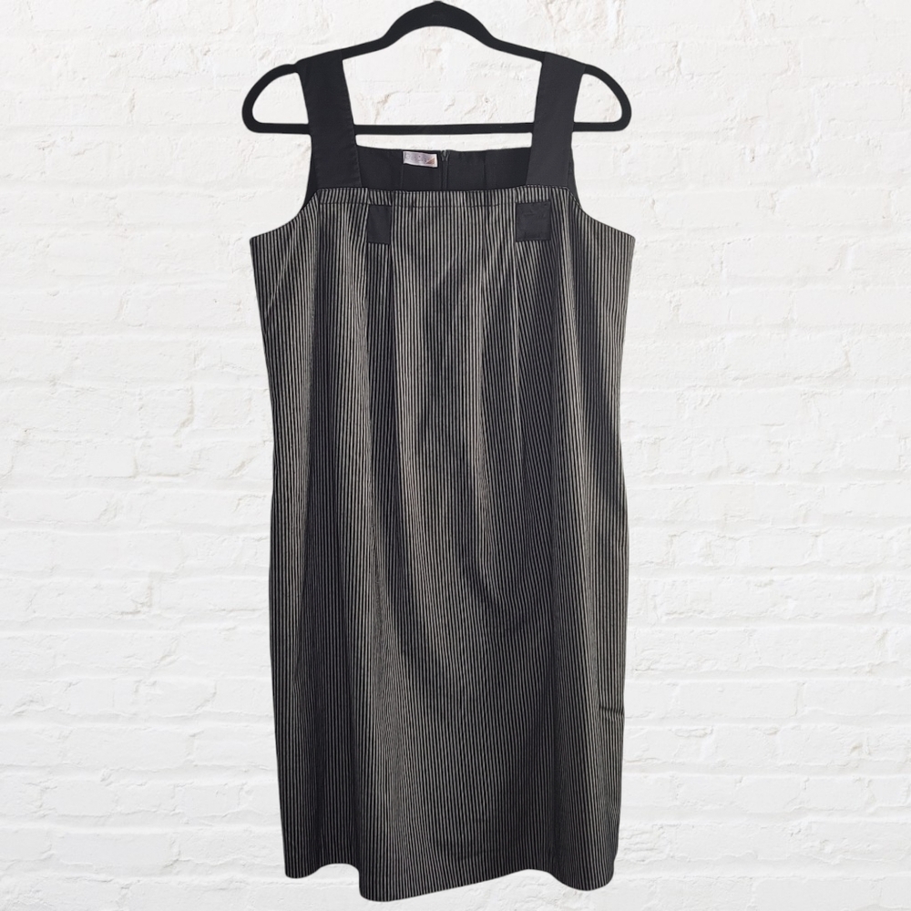 Striped shift tank dress with strap detail